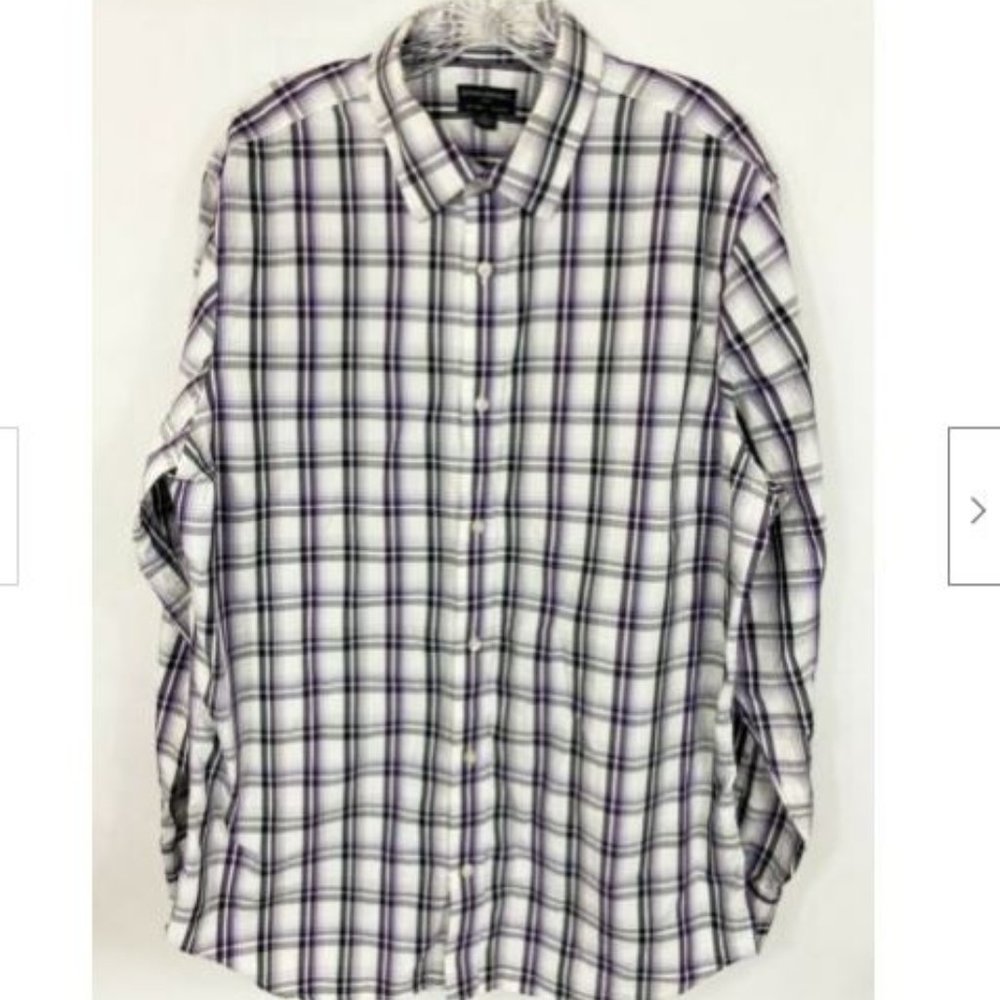 Banana Republic Slim Fit Non Iron Men's Plaid Button Front Long Sleeve Shirt XL